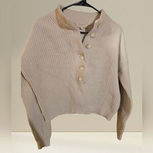 Sezane Cream V-Neck Sweater